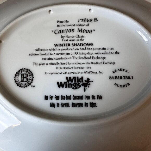"CANYON MOON" WINTER SHADOWS BY NANCY GLAZIER, DECORATIVE PLATE #17865B - Picture 3 of 5